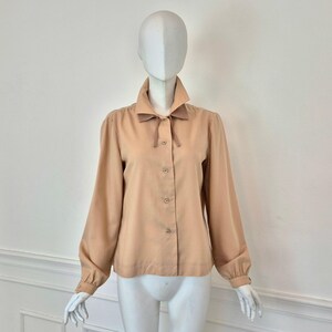 Courreges | Vintage beige wool double-collar shirt image 10