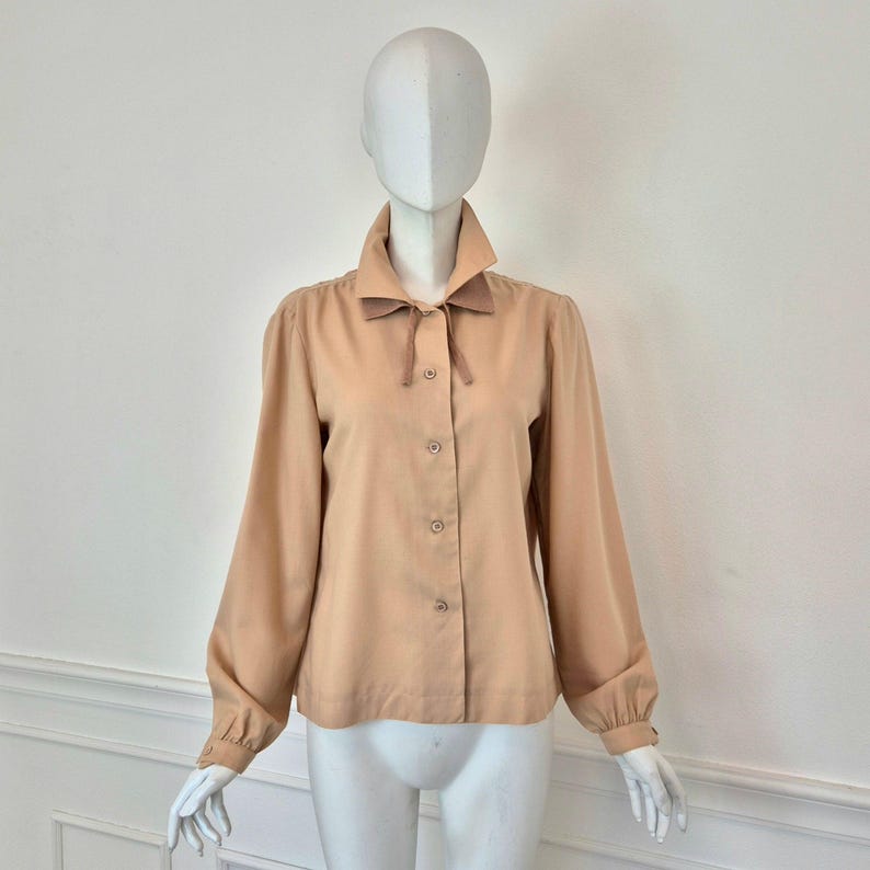 Courreges | Vintage beige wool double-collar shirt image 10