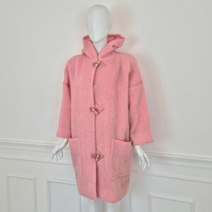 Courreges | Vintage pink wool and leather duffle coat image 2