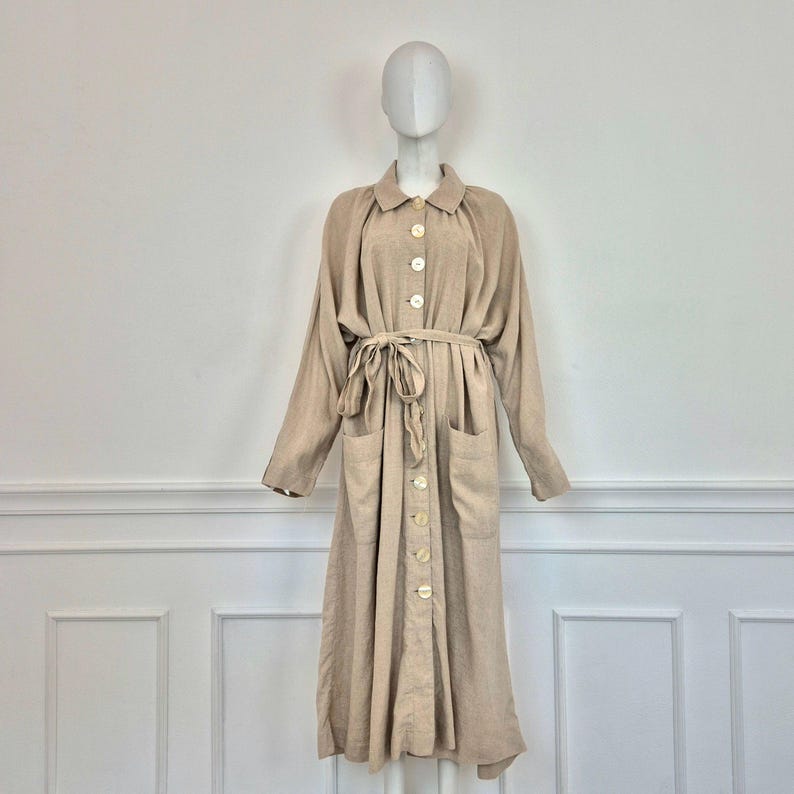 Free People | Abrigo largo beige con botones de nácar imagen 2