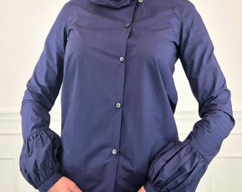 Io Ipse Idem Romeo Gigli | Camicia blu maniche a sbuffo