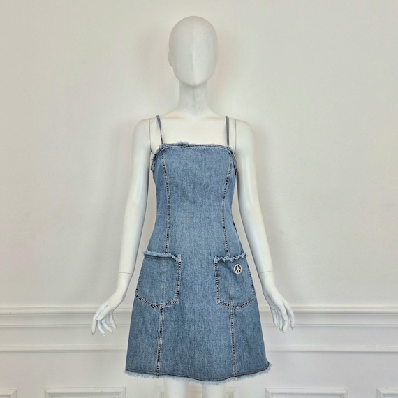 moschino denim dress MOSCHINO COUTURE 2019 Fall Runway Collection Denim Water Dress US 8 IT42 NWT
