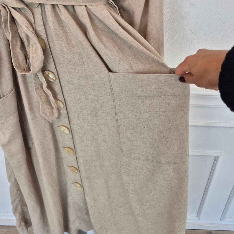 Free People | Abrigo largo beige con botones de nácar imagen 7