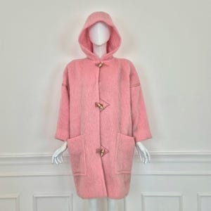 Courreges | Vintage pink wool and leather duffle coat image 4