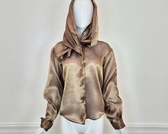 Romeo Gigli | 1989 Iridescent Gold Silk Shirt