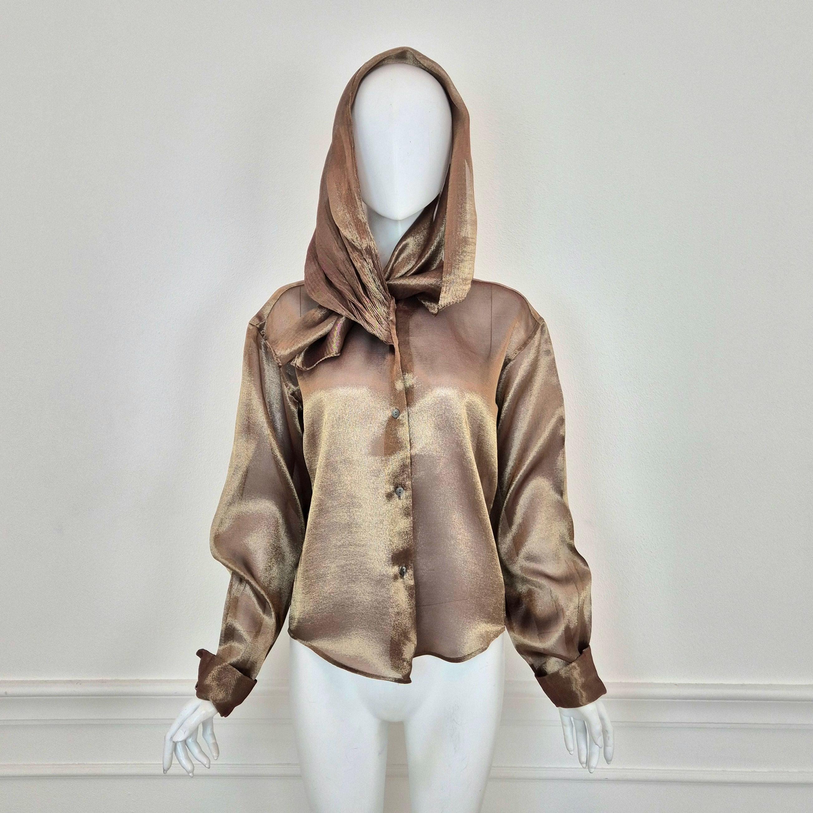 Romeo Gigli | 1989 Iridescent Gold Silk Shirt - Etsy