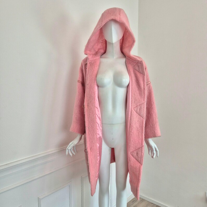 Courreges | Vintage pink wool and leather duffle coat image 8