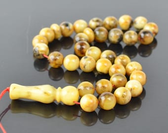 Amber Rosary Tesbih Prayer Beads, Handmade Islamic Misbaha, Muslim Prayer Beads, Religious Gift, Tasbih Beads, Amber rosary