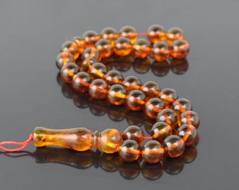 Muslim, Muslim prayer beads, Islamic rosary, Amber rosary, Muslim tasbih, Amber prayer beads, Handmade tasbih, 9 mm