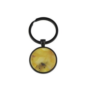 Baltic amber keychain pendant ring for men Gift idea With modified Amber Cabochon 25mm