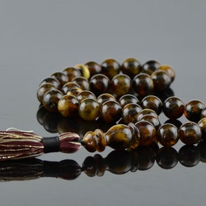 Misbaha Tesbih rosary, Baltic amber rosary, 11mm 33 beads, Islamic mala prayer rosary, Tesbih