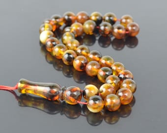 Amber Tespih, Amber rosary, Tesbih Muslim, Muslim prayer beads, Islamic rosary, Muslim tasbih, Amber prayer beads, Handmade tasbih, 9 mm