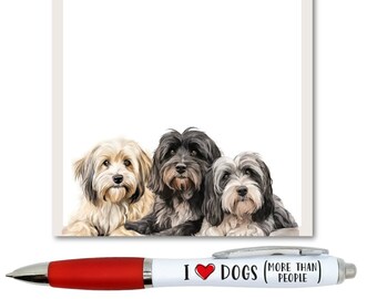 Tibetan Terrier Dog To Do List Notepad and Pen Gift Set