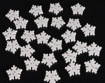 White Wooden Snowflake Christmas Buttons