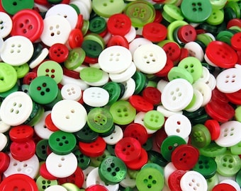 Christmas Mix Small Mixed Buttons - Bulk/Job Lot/Scrapbooking/Card Making/Crafting