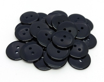 Pack of 30 x 18mm, 20mm or 23mm Black Buttons - Sewing Crafts Poppy Knitting