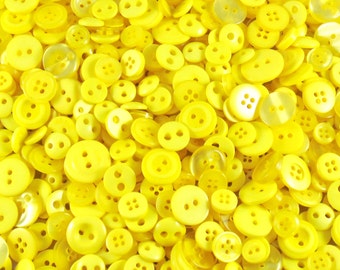 Yellow Small Mixed Buttons - Bulk/Job Lot/Scrapbooking/Card Making/Crafting