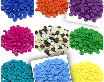Pack of 100 - 9mm Small Sewing & Craft Buttons - Mixed, Natural, Pastels and More