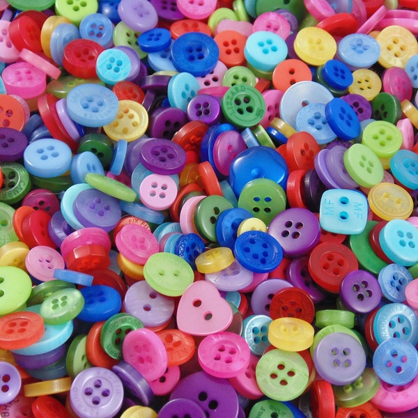 Bright Rainbow Small Mixed Buttons - Bulk/Job Lot/Scrapbooking/Card Making/Crafting