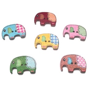 25 x Wooden Elephant Buttons - Perfect for Crafts, Sewing, Cards (25mm x 18mm)