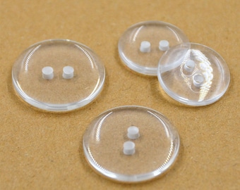 11mm, 13mm, 15mm, 18mm or 25mm Clear Round Buttons