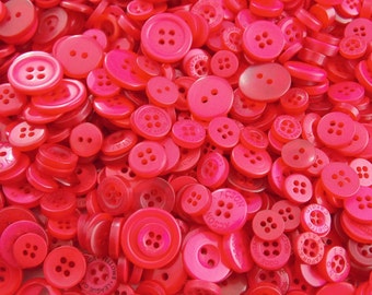 Red Small Mixed Buttons - Bulk/Job Lot/Scrapbooking/Card Making/Crafting