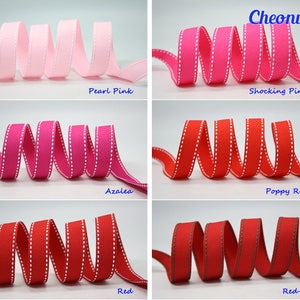 100 yards, Grosgrain ribbon with thread Stitching, 35 colors Available,  6 widths Available: 3/8&quot;, 5/8&#39;&#39;, 3/4&#39;&#39;,7/8&#39;&#39;, 1&#39;&#39;, 1.5&#39;&#39;, Part Two