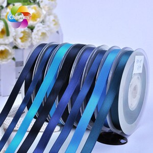 100 Yards,double Faced Satin Ribbon, Blue, Deep Blue, 1/4"(6 Mm),3/8"(9 ...