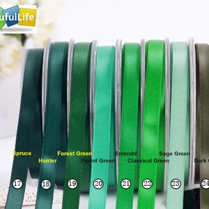100 Yards,double Faced Satin Ribbon, Green, 1/46 Mm,3/89 Mm,1/213 Mm,5/ ...