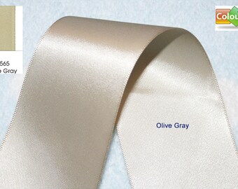 Promotion, Free shipping,  5 yards, 2 inch, 2'', 50mm, Double Faced Satin Ribbon,  Olive Gray
