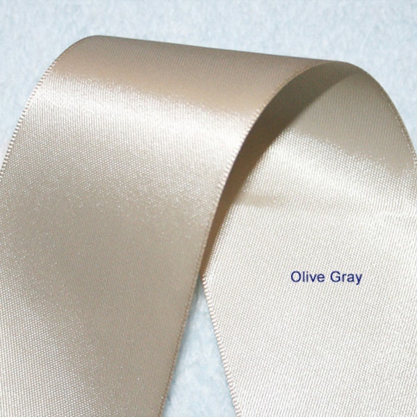 Promotion, livraison gratuite, 5 yards, 2 pouces, 2'', 50mm, ruban Satin Double face, Olive Gray