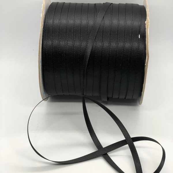 50 yards, 3/16'' ruban double de satin de visage, noir pour l’emballage de cadeau de décoration de mariage