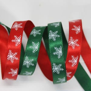 20 yards, 3/8 inch 3/8&#39;&#39; 9 mm, Satin ribbon, Christmas, snowflake,  printed ribbon