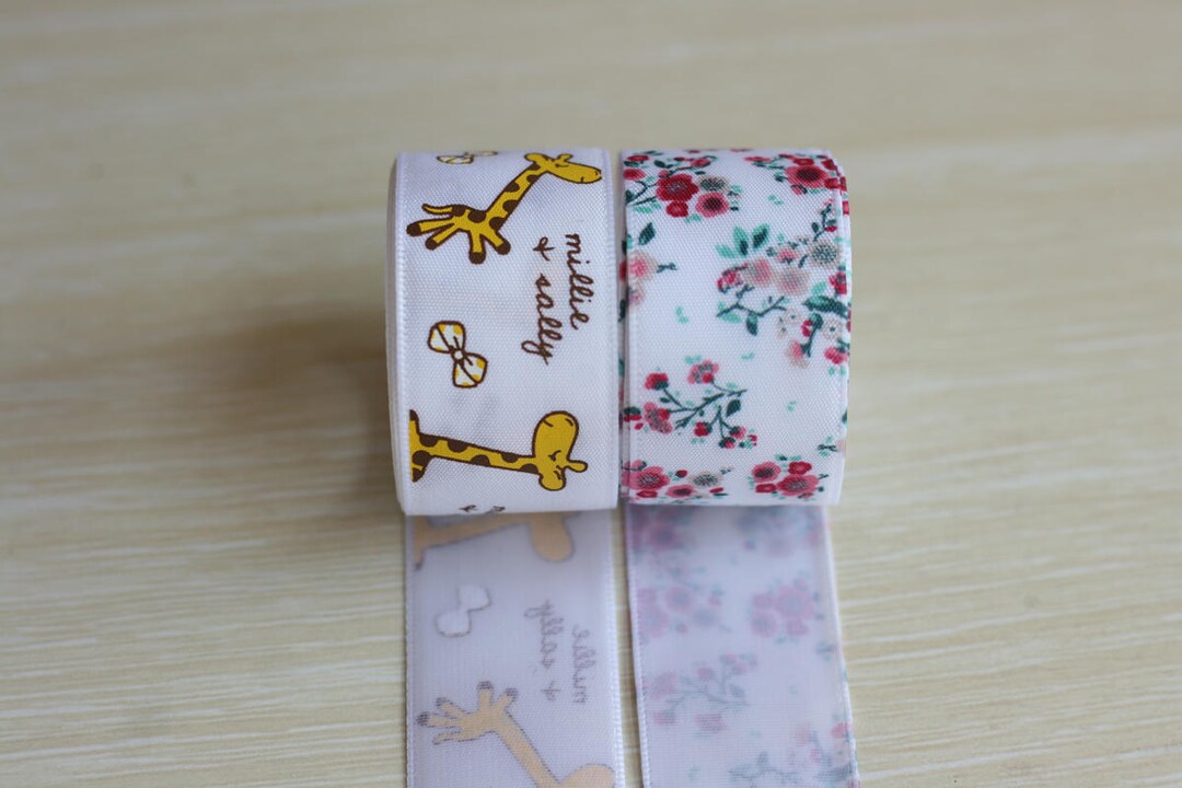 Gitaffe Ribbon 10 Yards 2 Colors 1 Inch 1'' 25mm Satin Ribbon Giraffe, Pure and Fresh ...