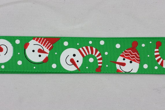 CHRISTMAS SNOWMAN PATCHWORK 1/" GROSGRAIN RIBBON 25MM