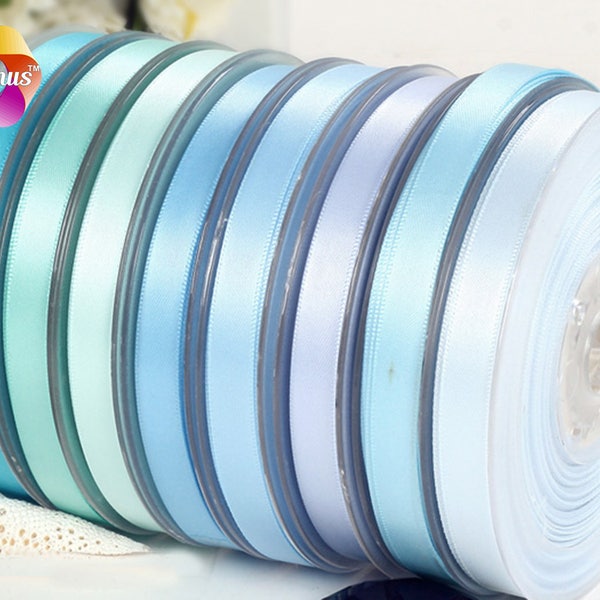 50 yards, 1/8", ruban Satin Double face, bleu clair, 3mm, 1/8 pouce, vente en gros