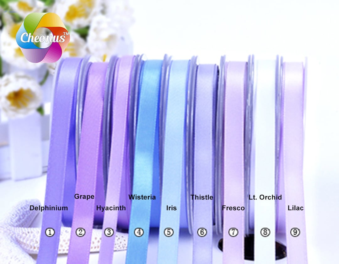 100 Yards,double Faced Satin Ribbon, Purple, 1/46 Mm,3/89 Mm,1/213 Mm,5 ...