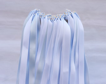 50PCS Wedding Wands with double ribbon no bell Wand Streamers Ribbon sticks Magic fairy Wands For Wedding decors Bridal shower