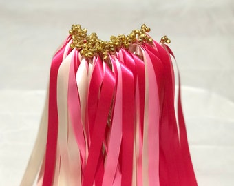 50PCS varitas de cinta con cinta triple y campana de la campana de la cinta de la cinta de los arroyos de la cinta pega slas de hadas mágicas para las decoraciones de la boda