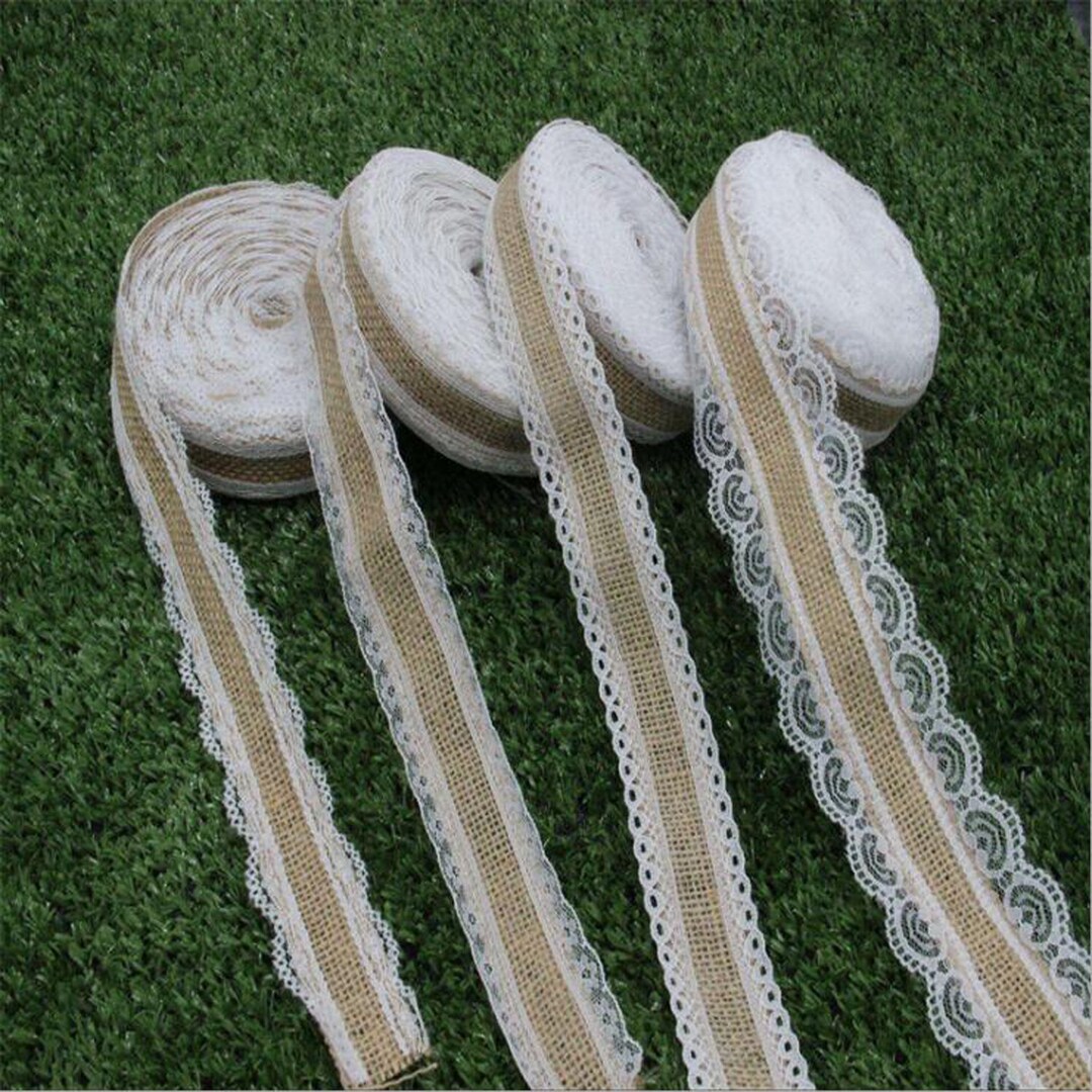 Rustic Lace Ribbon 10 Meters Burlap Lace Ribbbon Jute Hessian Ribbon 5 Patterns Decor ...
