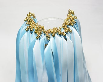 50PCS Ribbon Wands with triple ribbon and bell Party Wand Streamers Ribbon sticks Magic fairy Wands for Wedding decors