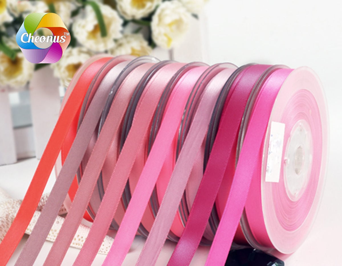 5 Yards 3/8 Pink or Clear Lamé Iridescent Ribbon, for Wedding