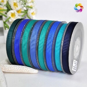10 Yards, 1/4", 3/8", 5/8'', 3/4'', 7/8'', 1‘’, Grosgrain Ribbon Teal ...