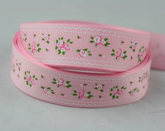 5 yardas 1 pulgada 25mm cinta grosgrain hermosa pequeña flores florales flores impresas