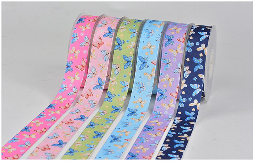 5 Yards 1 Inch 1'' 25mm Satin Ribbon Butterfly Butterflies, Pure and ...