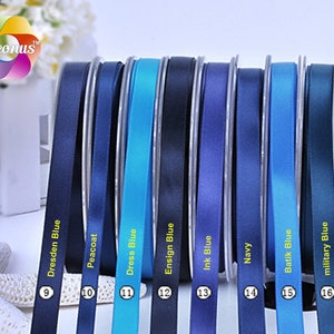 100 Yards,double Faced Satin Ribbon, Blue, Deep Blue, 1/4"(6 Mm),3/8"(9 ...