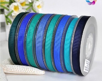 100 yards, Polyester Grosgrain ribbon, Blue, Deep blue, 1/4"(6 mm),3/8"(9 mm),1/2(13 mm),5/8"(16 mm),3/4"(19 mm),7/8"(22 mm),1"(25 mm)