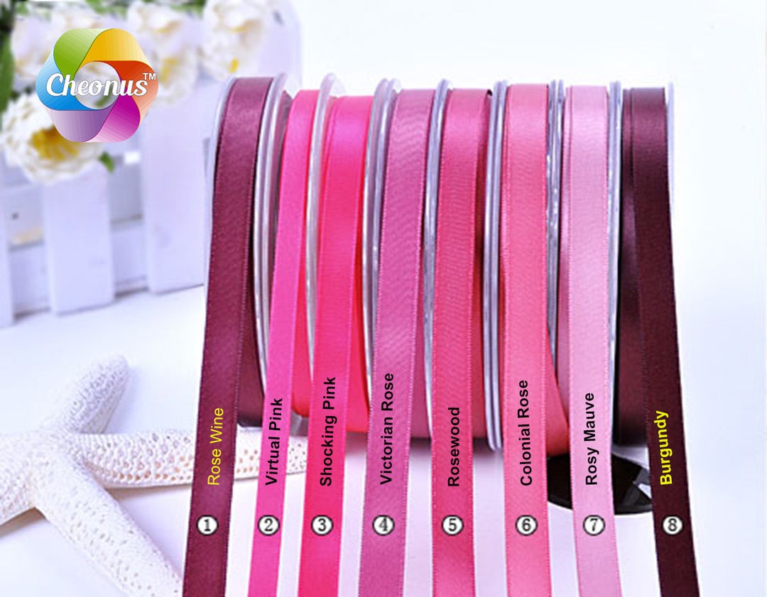 100 Yards,double Faced Satin Ribbon, Red, 1/4"(6 Mm),3/8"(9 Mm),1/2(13 ...
