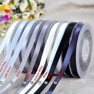 10 Werften, 1,5&quot;, 38mm, 1,5 Zoll, konfrontiert Doppel Satinband, schwarz weiß grau Satin für Hochzeit