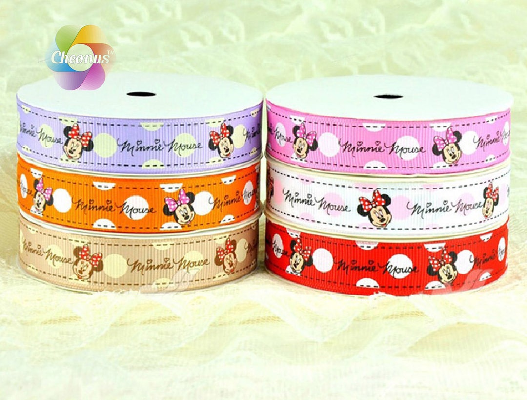 5 Yards 1 Inch 1'' 25mm Grosgrain Ribbon Disney Minnie Mouse Printed ...